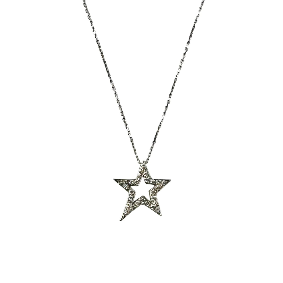 White Gold Star Pendant Necklace with Diamonds