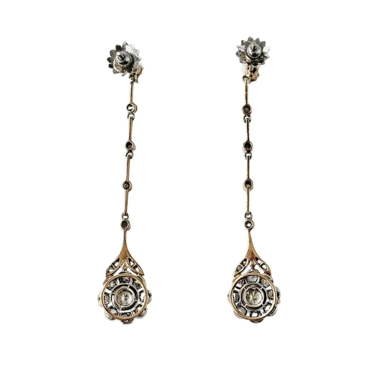 Belle Époque earrings in platinum, yellow gold, and diamonds