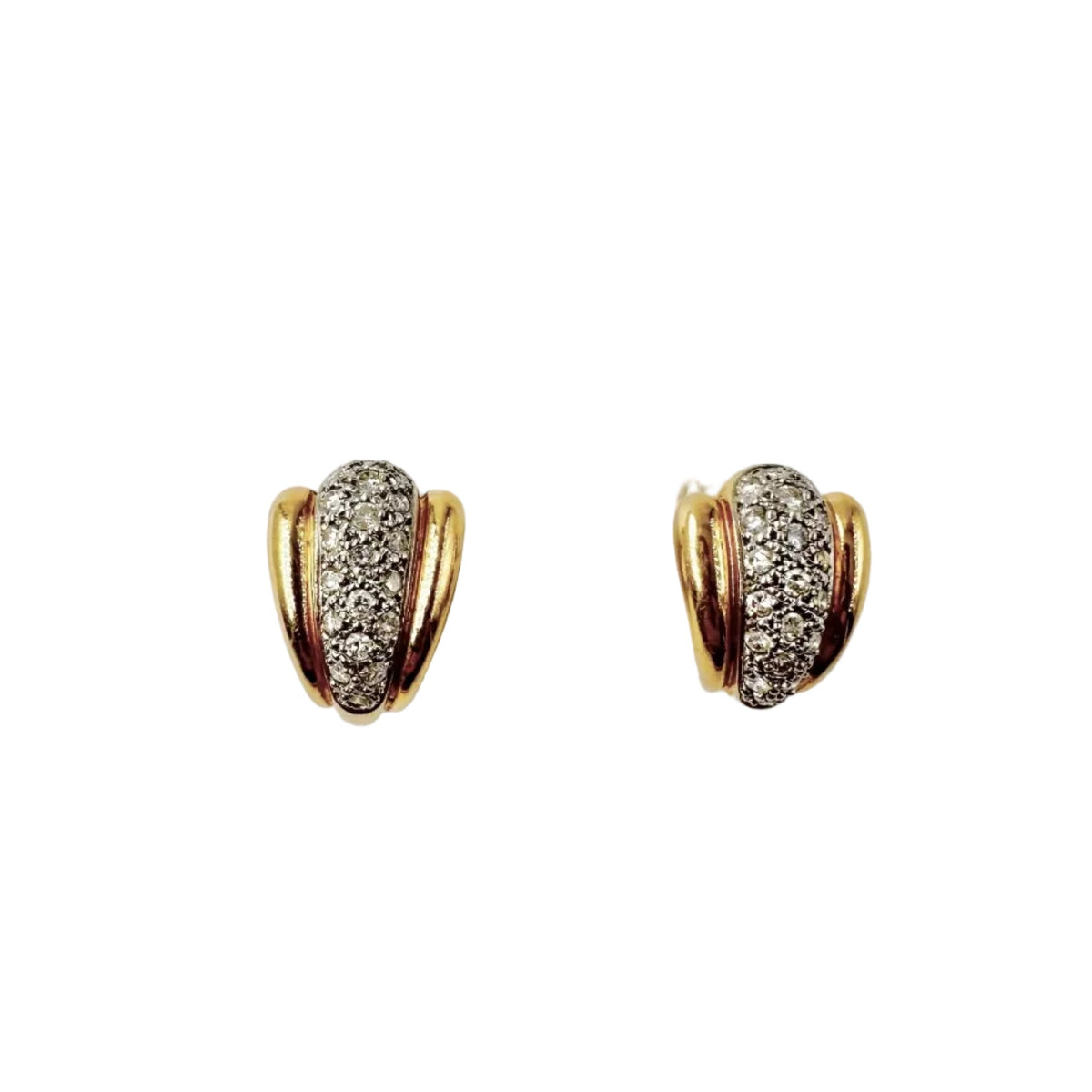 Earrings in white gold, yellow gold, and diamonds