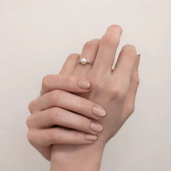 Trilogy Ring in White Gold, Pearl, and Diamonds