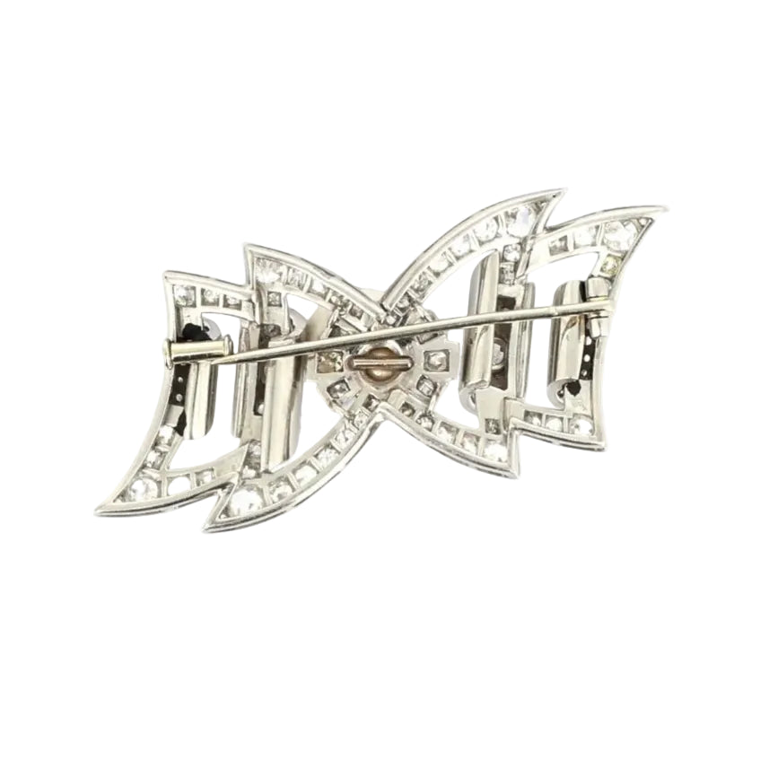 Broche Épingle en or blanc, platine, perle et diamants