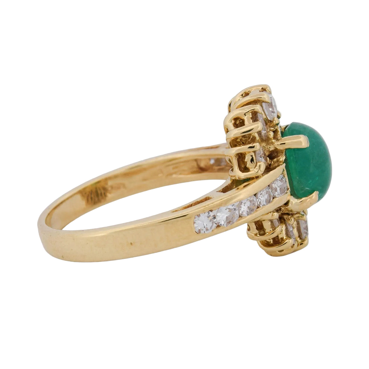 "Entourage" Ring in Yellow Gold, Emerald, and Diamonds
