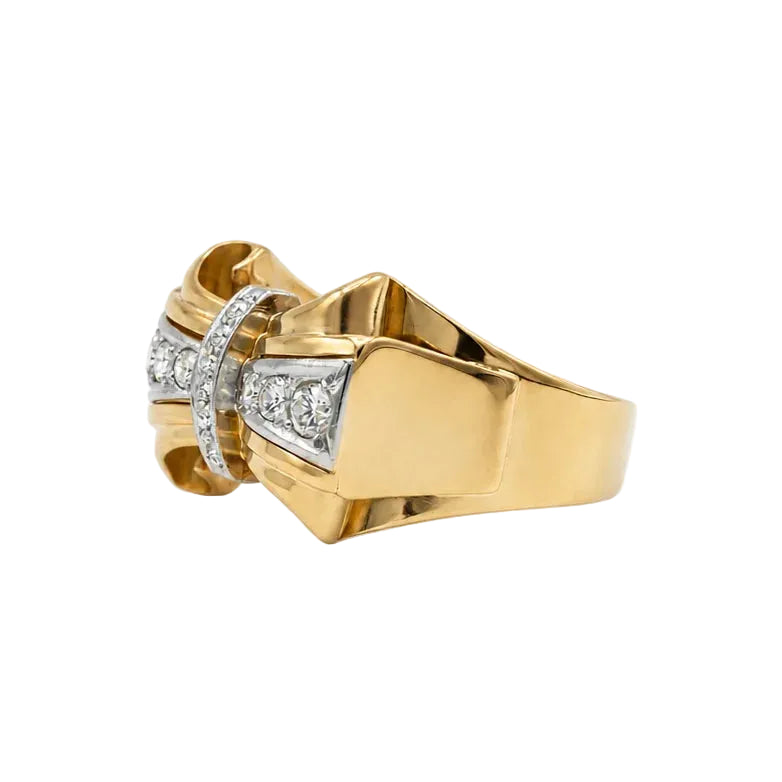 Yellow Gold and Diamond Tank Ring