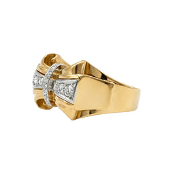 Yellow Gold and Diamond Tank Ring