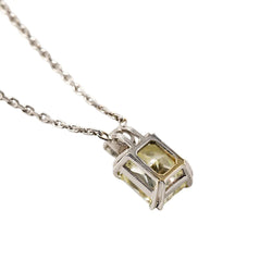 White Gold Necklace with a Pendant Featuring a Fancy Yellow Diamond and a Diamond