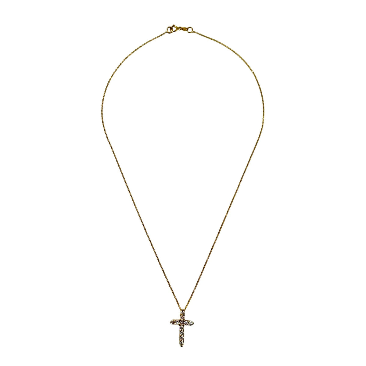 Yellow Gold Cross Pendant Necklace with Diamonds