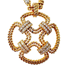 Necklace - FRED pendant in yellow gold and diamonds