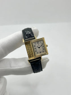 JAEGER-LECOULTRE "Reverso Lady" Watch in Yellow Gold and Leather