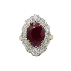 Marguerite Ring in Yellow Gold, Rubies, and Diamonds