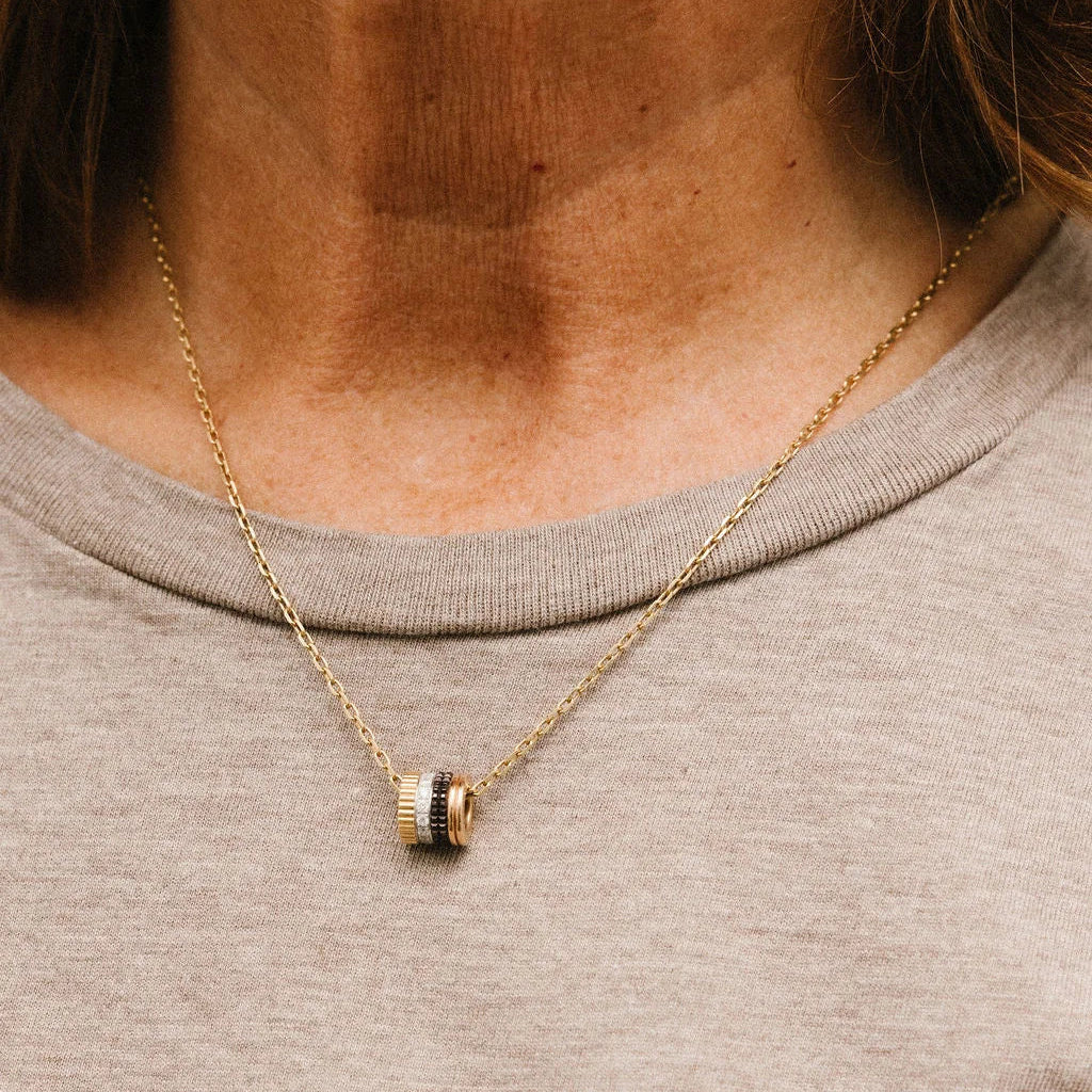 BOUCHERON "Quatre" Pendant Necklace in yellow gold, rose gold, white gold, PVD, and diamonds