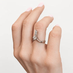 White Gold Solitaire Ring with Diamonds