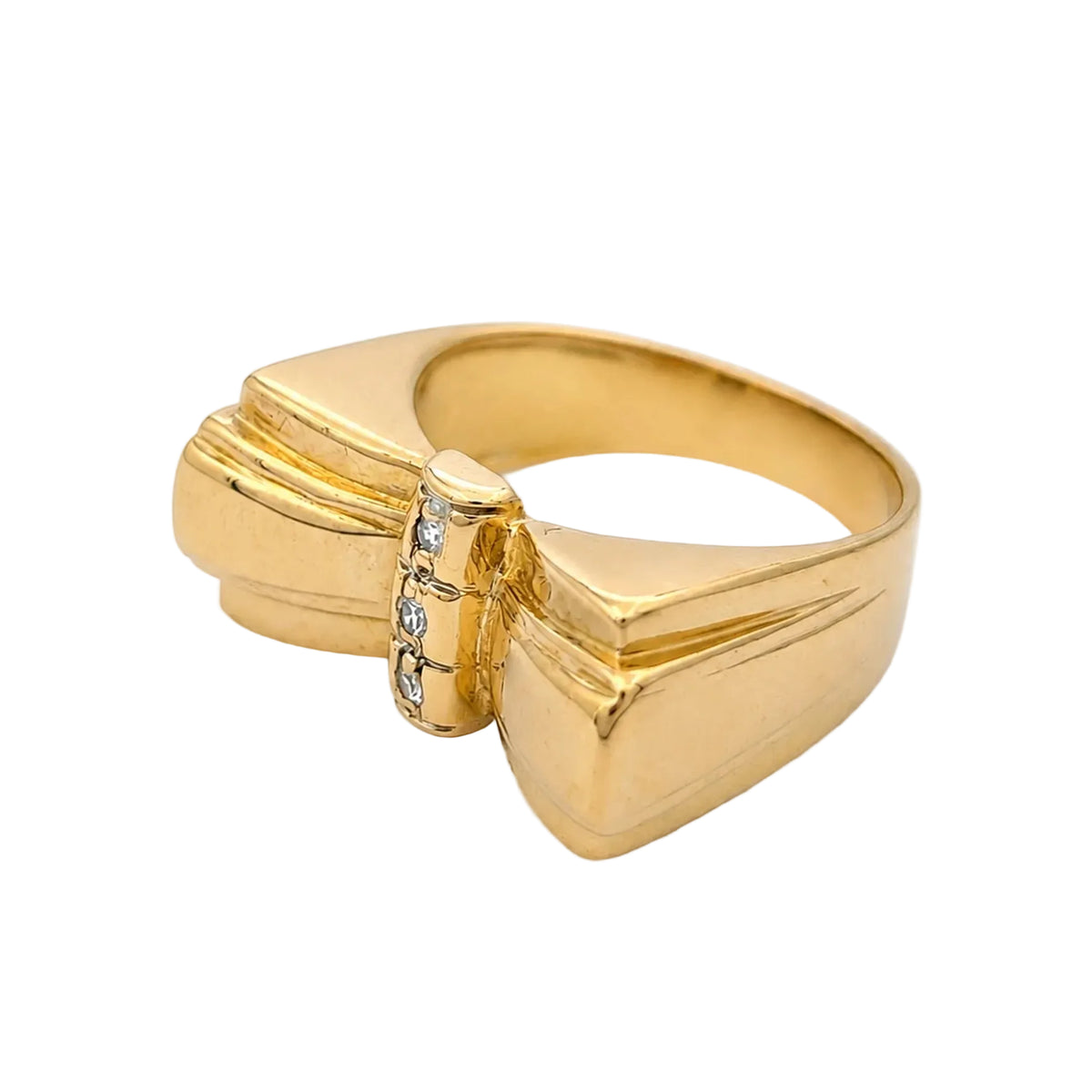 Yellow Gold and Diamond Tank Ring