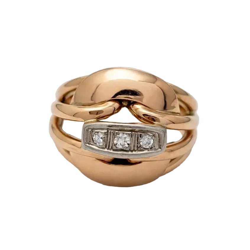 Dome Ring in Rose Gold and Diamonds
