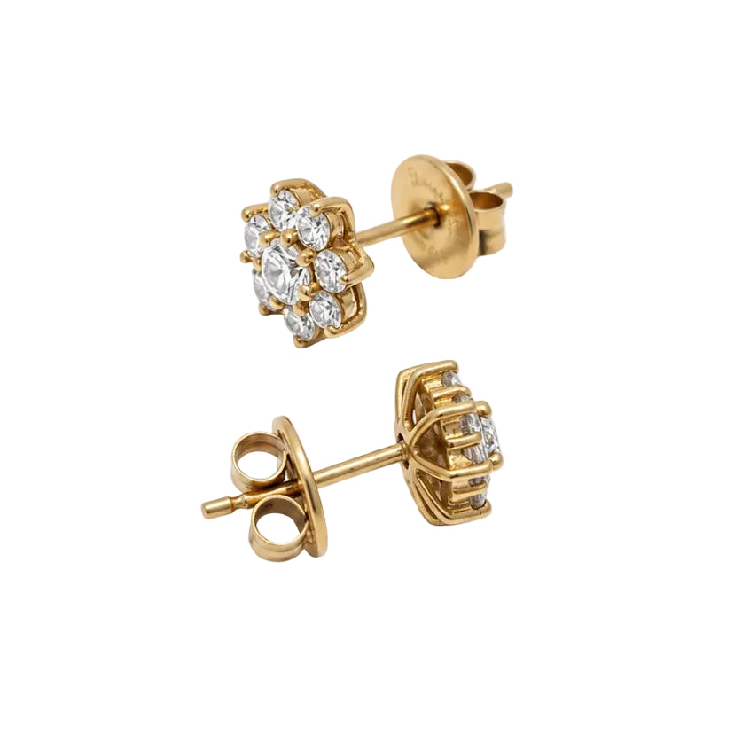 Boucles d’oreilles Puces en or jaune et diamants