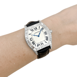 CARTIER "Tortue" Watch in White Gold and Diamonds