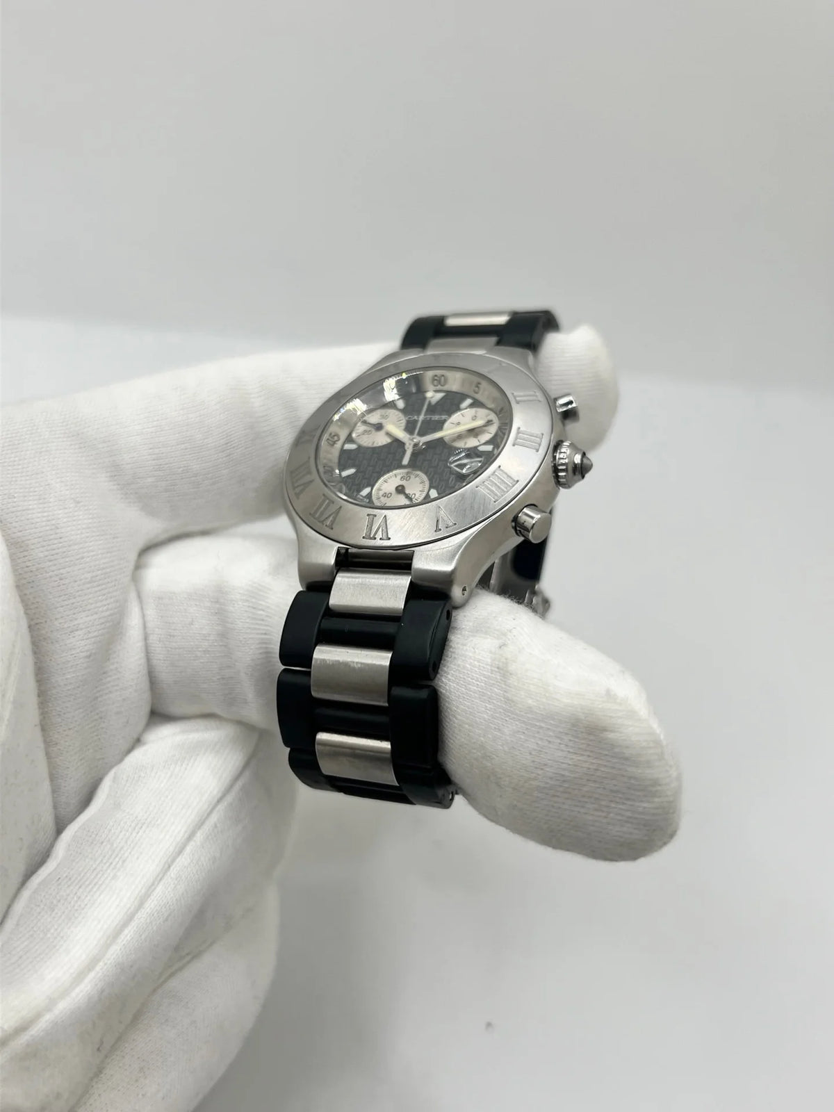 CARTIER "21 Chronoscaph" watch in stainless steel and rubber