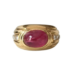 Yellow Gold Bangle Ring with Rubies and Diamonds