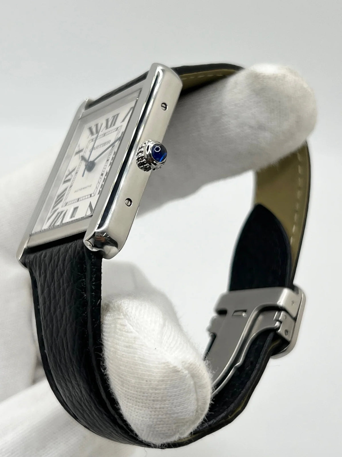 CARTIER "Tank Solo XL" Watch in Steel and Leather