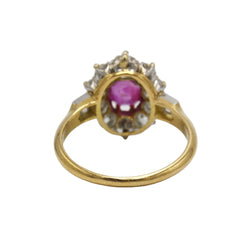 Marguerite Ring in yellow gold, Platinum, Rubies, and Diamonds