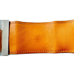 HERMÈS "Dog Collar" Leather and Steel Cuff Bracelet