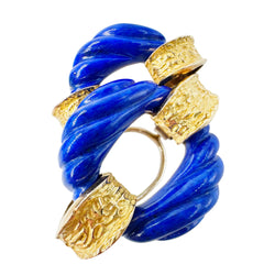 CHAUMET earrings in yellow gold and Lapis lazuli