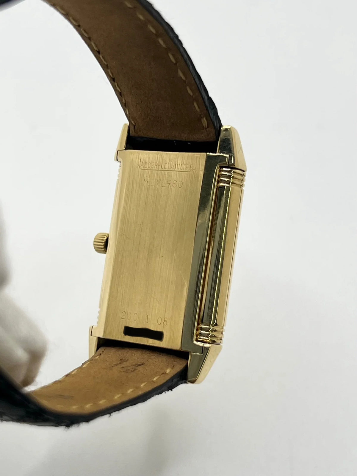 JAEGER-LECOULTRE "Reverso Lady" Watch in Yellow Gold and Leather