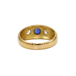 Yellow Gold Bangle Ring with Sapphire and Diamonds