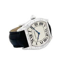 CARTIER "Tortue" Watch in White Gold and Diamonds