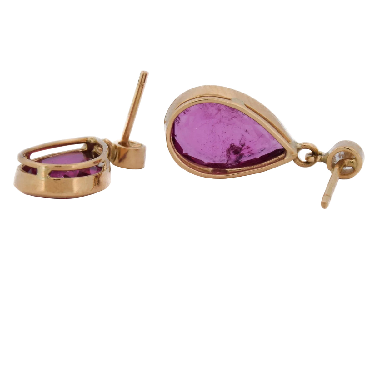 Yellow Gold Dangle Earrings with Tourmalines and Diamonds