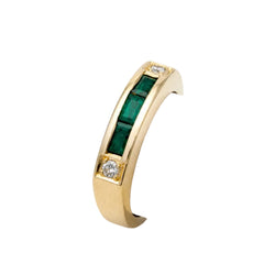 Band Ring in Yellow Gold, Emeralds, and Diamonds