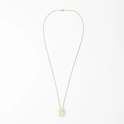 White Gold Necklace with a Pendant Featuring a Fancy Yellow Diamond and a Diamond