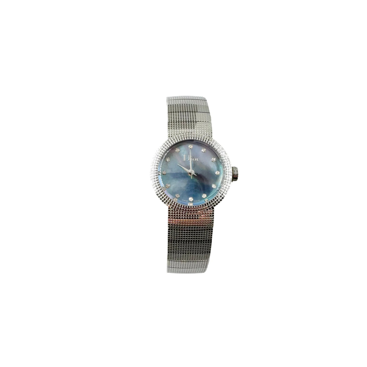 DIOR "La Baby D" ladies' watch in stainless steel, Mother-of-pearl, and diamonds