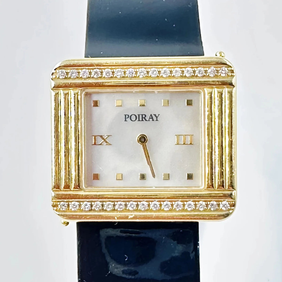 POIRAY "Ma Première 16/9" Watch in yellow gold, Mother-of-pearl, diamonds, and leather