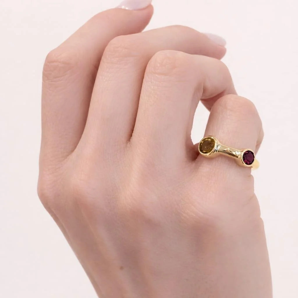 "Toi & Moi" Ring in Yellow Gold and Tourmalines