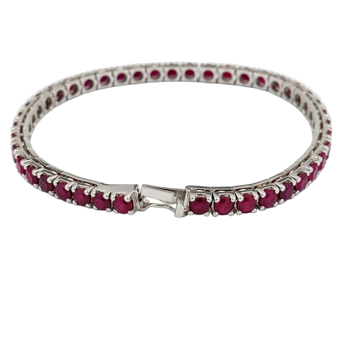 "Ligne" Bracelet in White Gold and Rubies