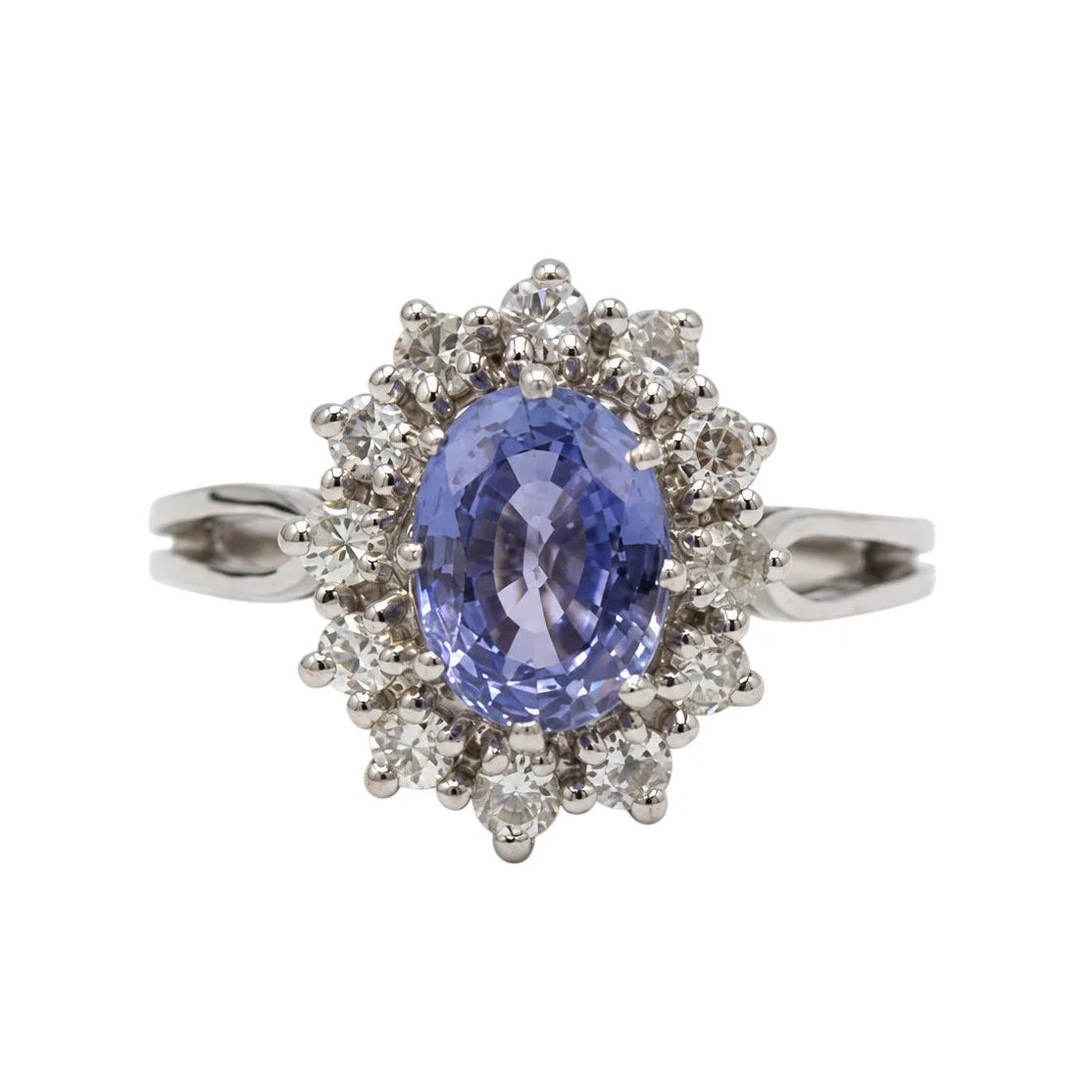 Bague Marguerite en or blanc, saphir et diamants