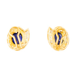 Pair of yellow gold earrings with sapphires and diamonds