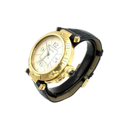 CARTIER "Pasha" Watch in Yellow Gold and Leather