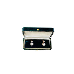 Yellow gold lever-back earrings with diamonds