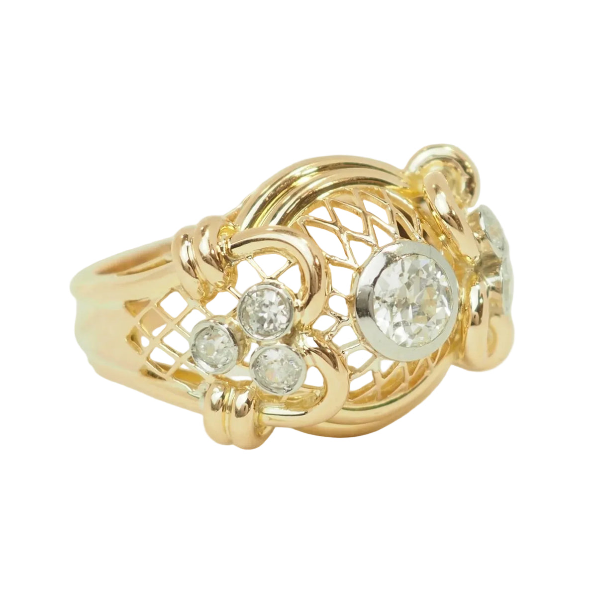 Yellow Gold and Diamond Tank Ring