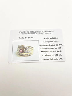 Band Ring in Yellow Gold, Rubies, and Diamonds