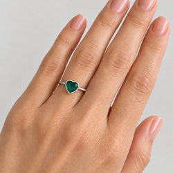 White Gold Solitaire Ring with an Emerald