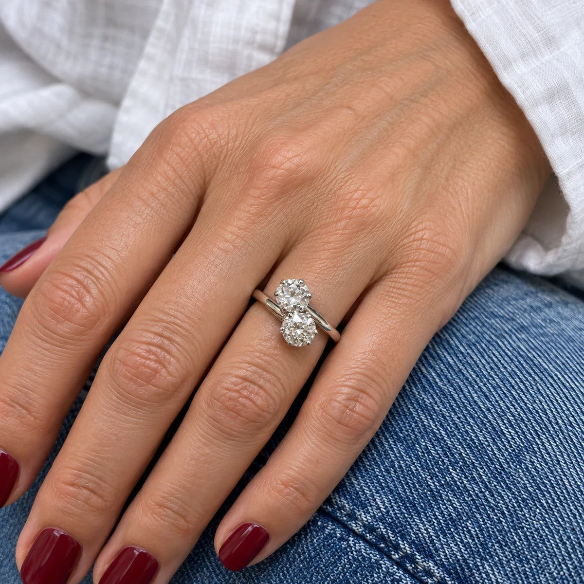 "Toi & Moi" Ring in White Gold and Diamonds
