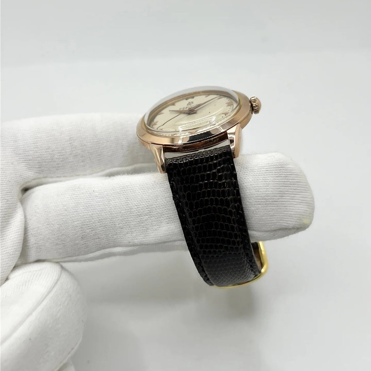 BREITLING "Geneva" Watch in rose gold-plated steel and leather