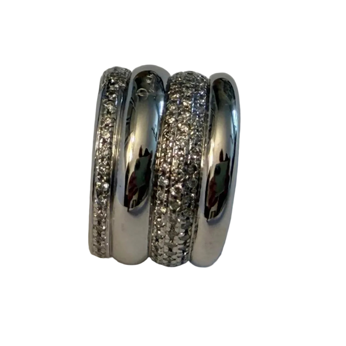 POMELLATO "Tubolare" Band Ring in white gold and diamonds