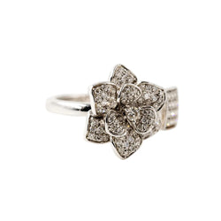 White Gold Flower Ring with Diamonds