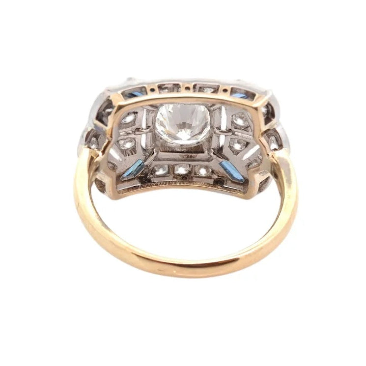 Bague Entourage en or jaune, platine, saphirs et diamants