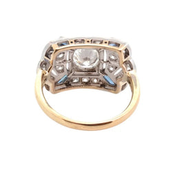 Bague Entourage en or jaune, platine, saphirs et diamants