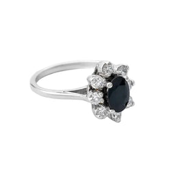 Marguerite Ring in White Gold, Sapphire, and Diamonds