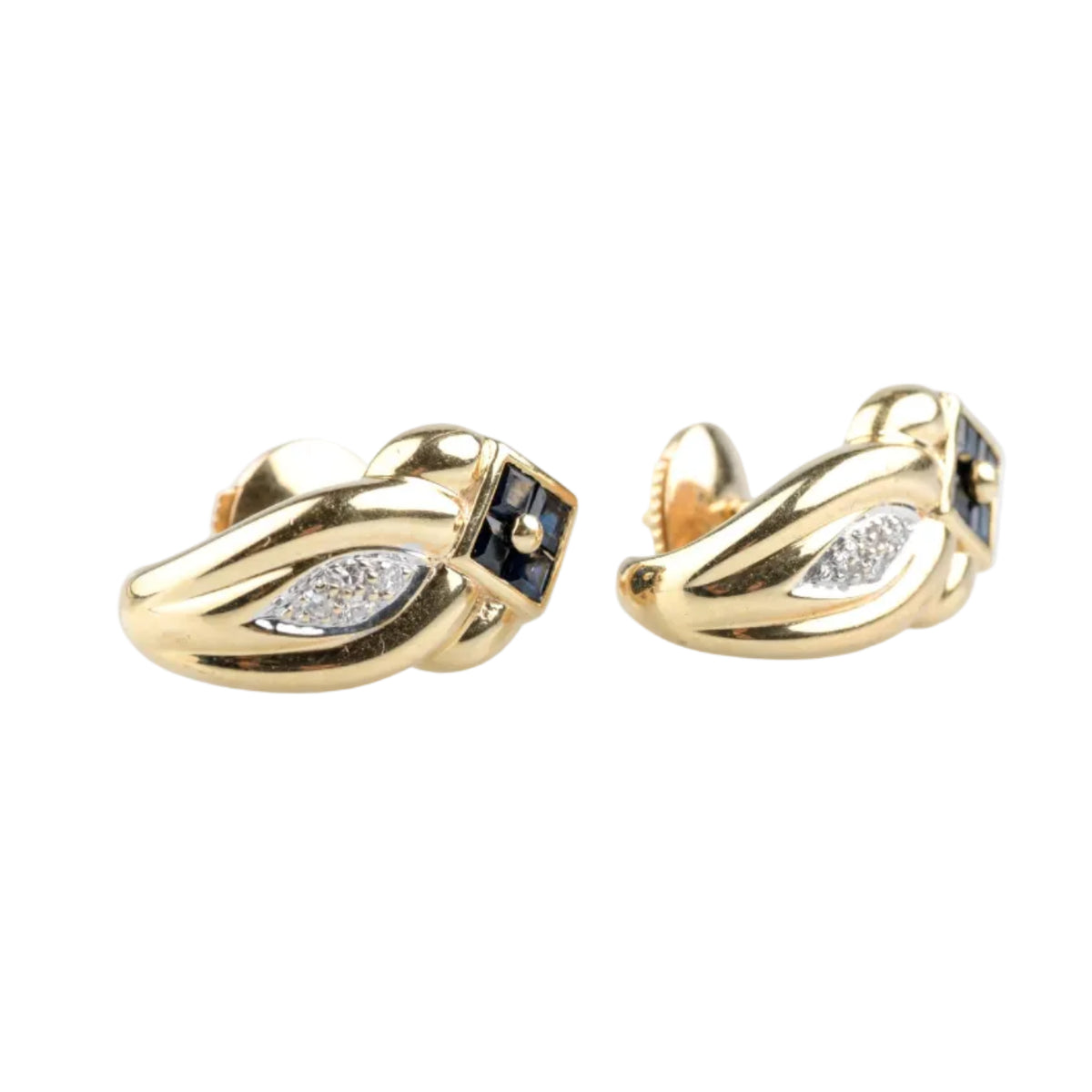 Yellow Gold Earrings with Sapphires and Diamonds